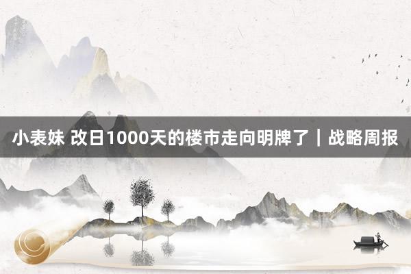 小表妹 改日1000天的楼市走向明牌了｜战略周报