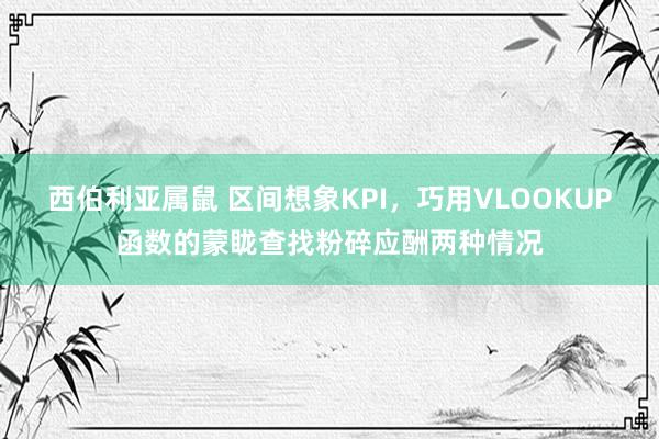 西伯利亚属鼠 区间想象KPI，巧用VLOOKUP函数的蒙眬查找粉碎应酬两种情况