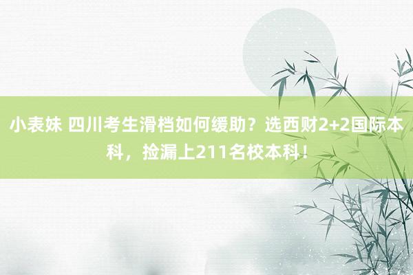 小表妹 四川考生滑档如何缓助？选西财2+2国际本科，捡漏上211名校本科！