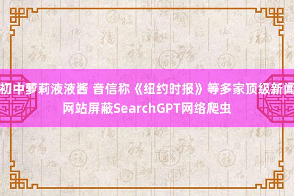 初中萝莉液液酱 音信称《纽约时报》等多家顶级新闻网站屏蔽SearchGPT网络爬虫