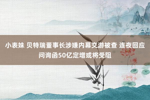 小表妹 贝特瑞董事长涉嫌内幕交游被查 连夜回应问询函50亿定增或将受阻