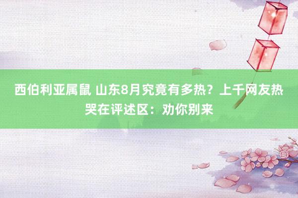 西伯利亚属鼠 山东8月究竟有多热？上千网友热哭在评述区：劝你别来