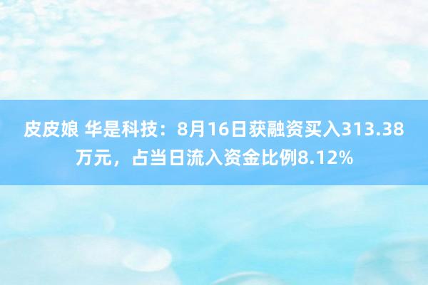 皮皮娘 华是科技：8月16日获融资买入313.38万元，占当日流入资金比例8.12%