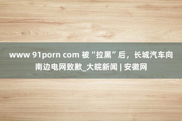 www 91porn com 被“拉黑”后，长城汽车向南边电网致歉_大皖新闻 | 安徽网