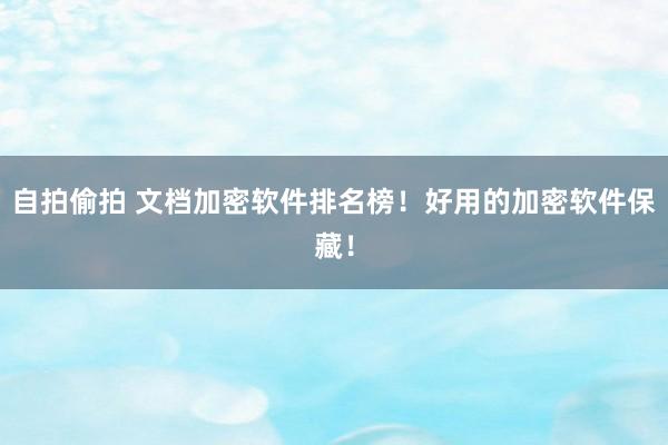 自拍偷拍 文档加密软件排名榜！好用的加密软件保藏！