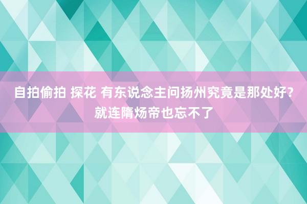 自拍偷拍 探花 有东说念主问扬州究竟是那处好？就连隋炀帝也忘不了