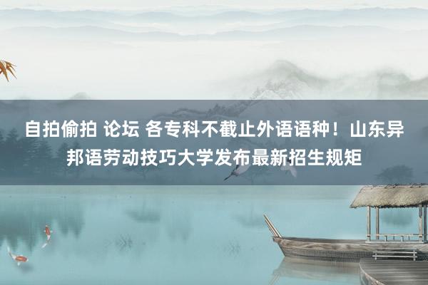 自拍偷拍 论坛 各专科不截止外语语种！山东异邦语劳动技巧大学发布最新招生规矩